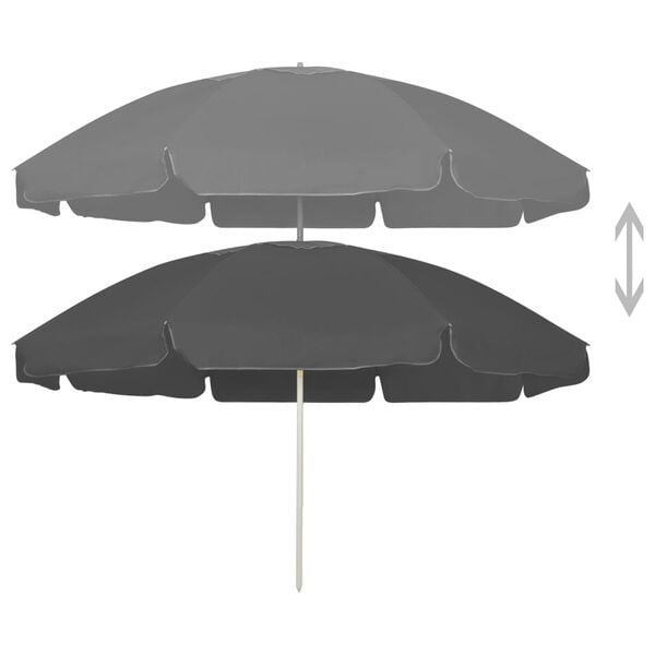 vidaXL Beach Parasol Anthracite Polyester 94.5 in Tiltable