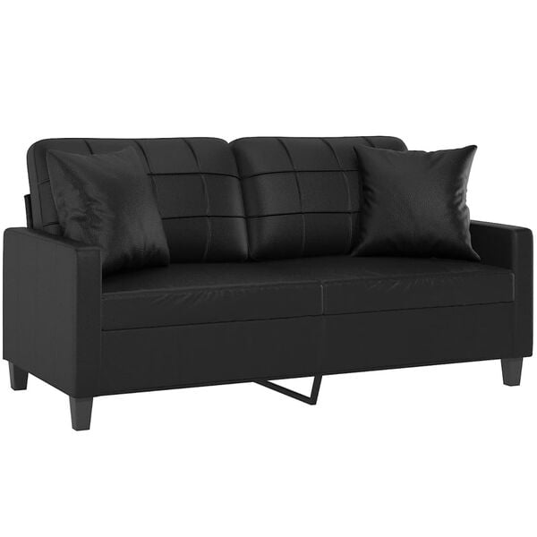 vidaXL 2-seater Sofa Black 75% Polyvinylchloride, 20% Polyester, 5% Cotton