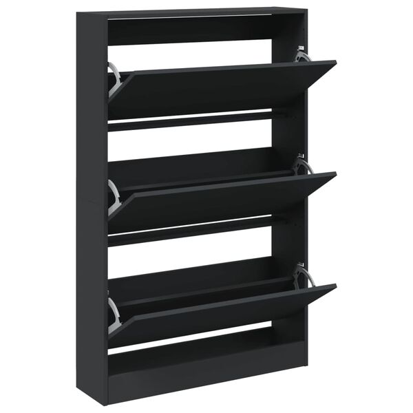 vidaXL Shoe Cabinet Black 31.5"x8.3"x49.4" Engineered Wood