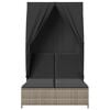 vidaXL Double Sun Lounger with Roof and Curtains Grey Poly Rattan