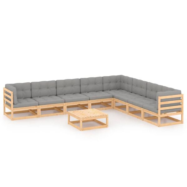 vidaXL Garden Lounge Set Natural wood Solid pinewood, Polyester fabric