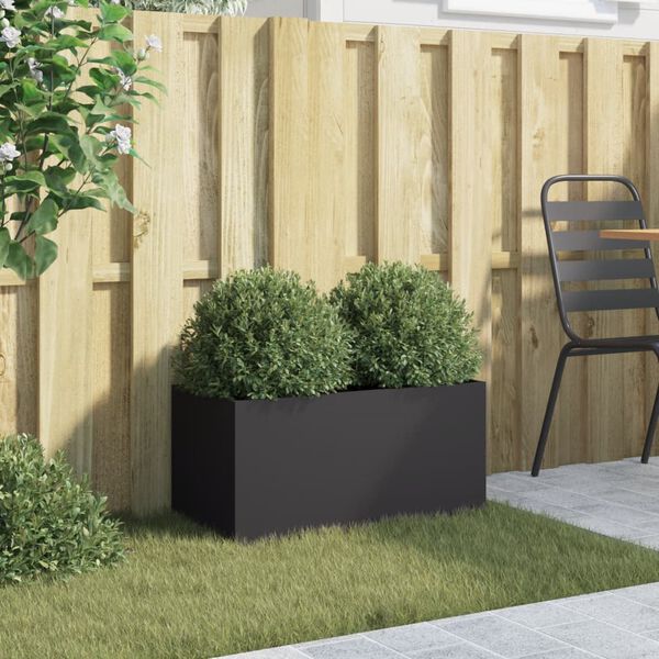 vidaXL Planter Black Cold-rolled steel Medium Durable Planter