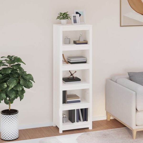 vidaXL Book Cabinet White Solid pine wood Medium Book Cabinet