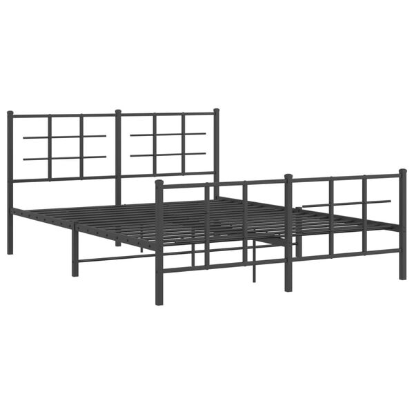 vidaXL Bed Frame Black Powder-Coated Steel King Size Bed Frame