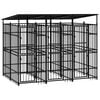 vidaXL Dog Kennel Black Powder-coated steel 59.5 sq ft Durable