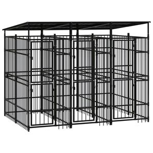 vidaXL Dog Kennel Black Powder-coated steel 59.5 sq ft Durable