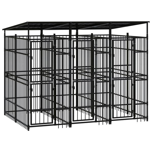 vidaXL Dog Kennel Black Powder-coated steel 59.5 sq ft Durable