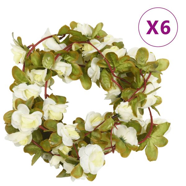 vidaXL Christmas Flower Garland White Artificial silk, PE 98.4 in long