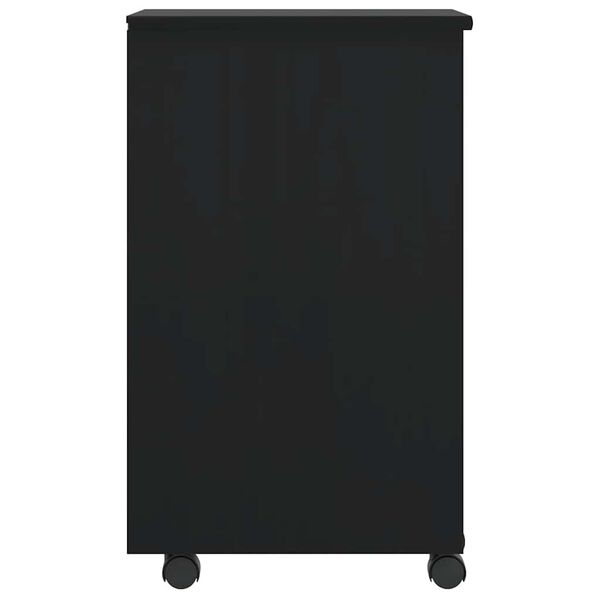 vidaXL Rolling Cabinet Black Solid pine wood, engineered wood, plastic