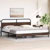 vidaXL Bed Frame Brown Oak Steel, Engineered Wood Full Bed Frame