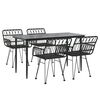 vidaXL Garden Dining Set Black Powder-coated steel Medium Durable