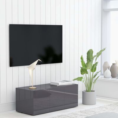 vidaXL TV Cabinet High Gloss Gray 31.5"x13.4"x11.8" Engineered Wood