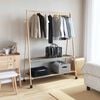 vidaXL Clothes Rack Natural Bamboo Bamboo, Fabric 52.0 x 17.9 x 61.2 in