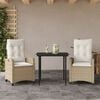 vidaXL Garden Dining Set Beige PE Rattan 7 Piece Adjustable Armrests