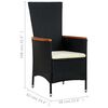 vidaXL Outdoor Dining Set Black PE rattan Large Adjustable Footrests