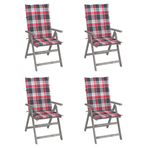 vidaXL Patio Reclining Chairs 4 pcs with Cushions Solid Acacia Wood