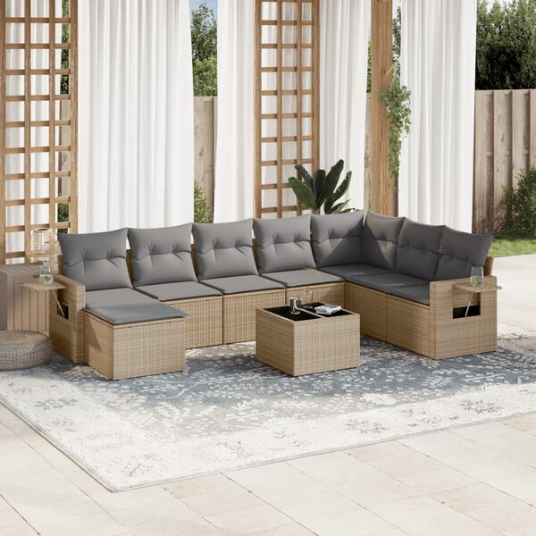 vidaXL Garden Sofa Set Beige; Light Grey