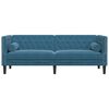 vidaXL Chesterfield Sofa with Bolsters 3-Seater Blue Velvet