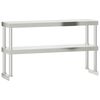 vidaXL Work Table Overshelf 2-Tier 43.3"x11.8"x25.6" Stainless Steel
