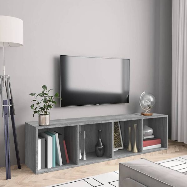 vidaXL Book Cabinet Grey Sonoma Engineered Wood 56.3x11.8x14.2 in