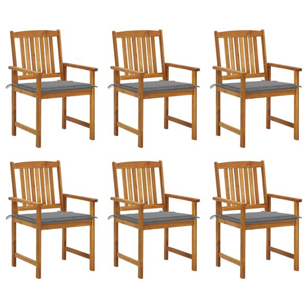 vidaXL Garden Chair Set of 6 Wooden Solid Acacia wood Standard Durable