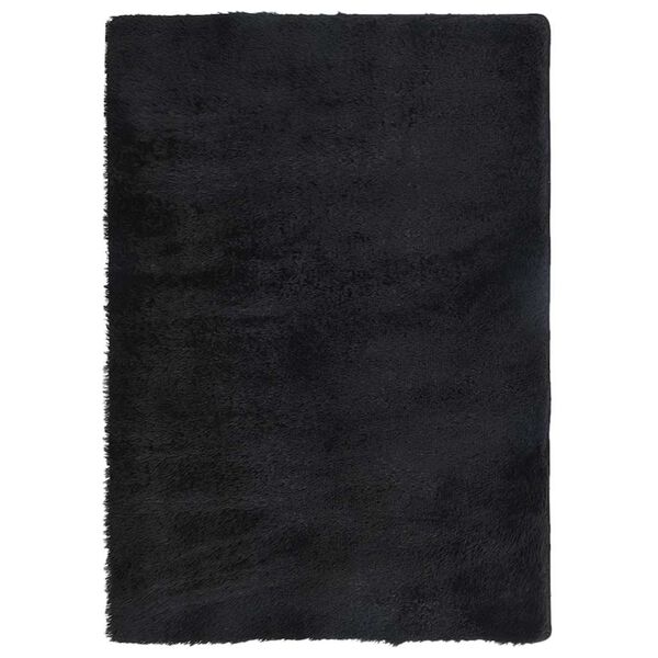 vidaXL Shaggy Rug Black 100% Polyester 63x90 in Foldable Rug
