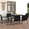 vidaXL Dining Set Black, Cream Poly Rattan, Powder-Coated Steel, Glass