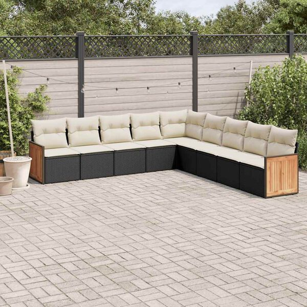 vidaXL Garden Sofa Set Black, Cream White