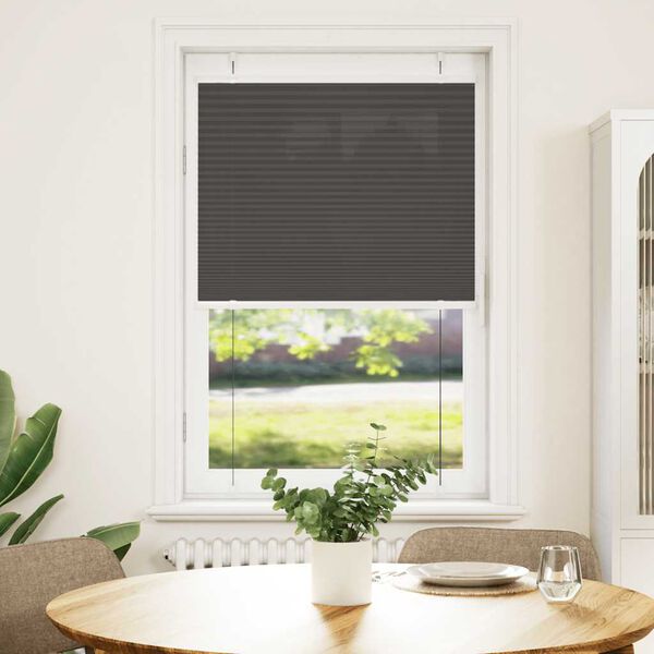 vidaXL Pleated Blind Black 100% Polyester 27.6x59.1 in Adjustable