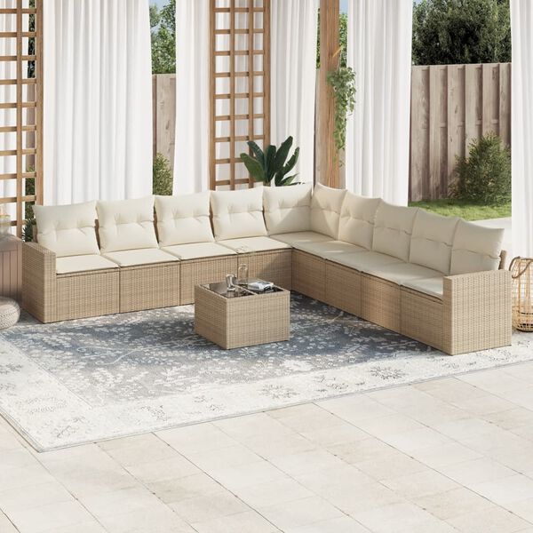 vidaXL Garden Sofa Set Beige PE rattan Large Modular Garden Sofa Set