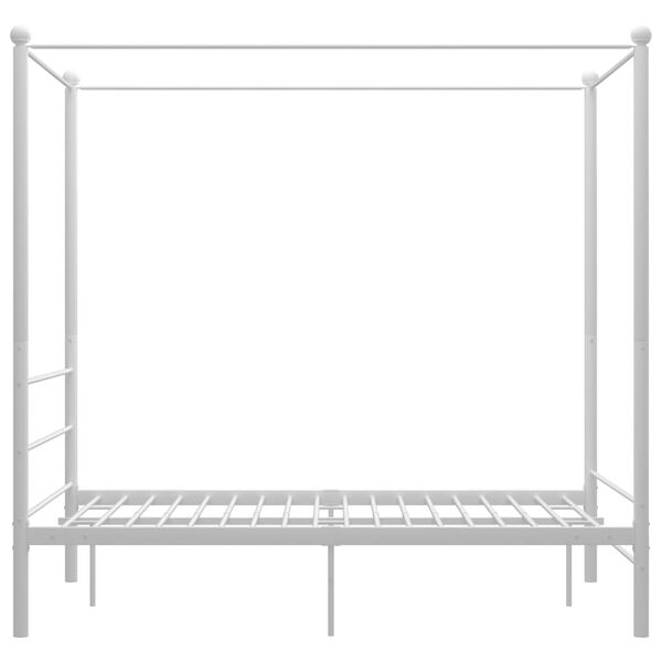 vidaXL Bed Frame White Powder-coated metal 55.1 x 78.7 in Bed Frame
