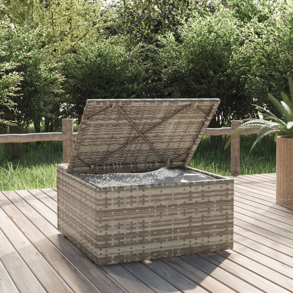 vidaXL Footrest Grey PE rattan, powder-coated steel, polyester, PVC