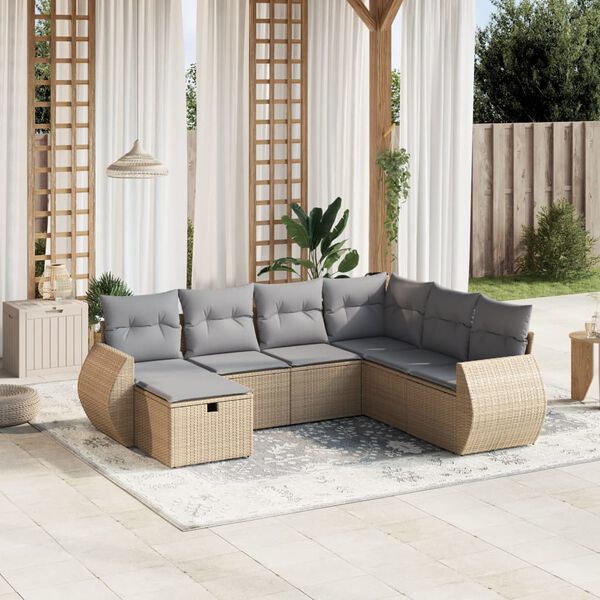 vidaXL Garden Sofa Set Mix Beige Poly Rattan, Steel Large