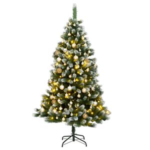 vidaXL Artificial Hinged Christmas Tree 150 LEDs & Ball Set 59.1"