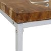 vidaXL Coffee Table Brown and White Teak with resin and steel