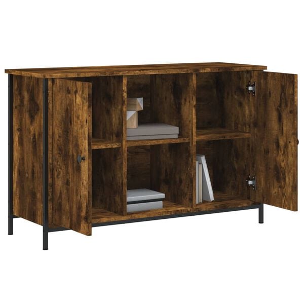 vidaXL TV Cabinet Smoked Oak Engineered wood, Iron 39.4 x 13.8 x 25.6 in