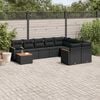vidaXL Garden Sofa Set Black PE Rattan Large Adjustable Feet