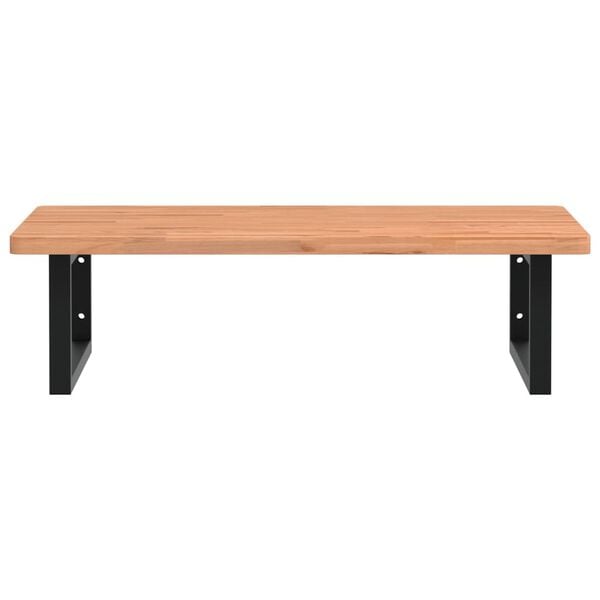 vidaXL Basin Shelf Beech Wood, Black Solid Beech Wood, Lacquered, Steel