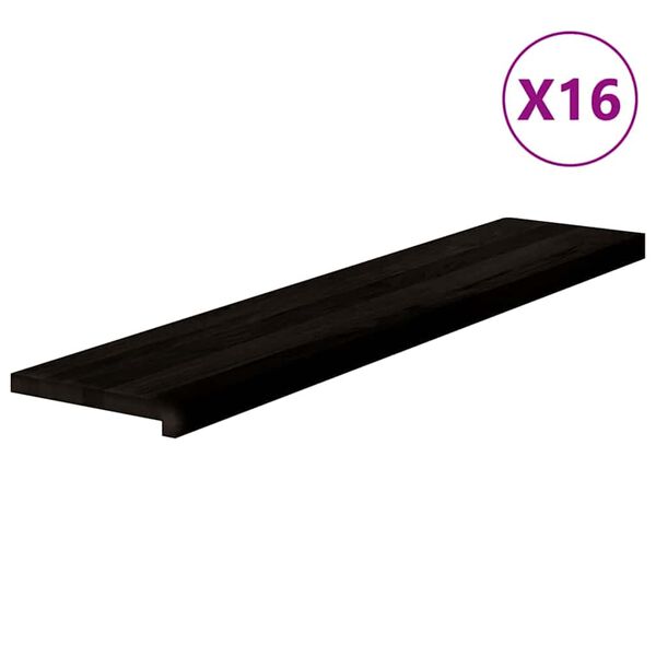 vidaXL Stair Tread Set of 16 Dark brown Solid oak wood