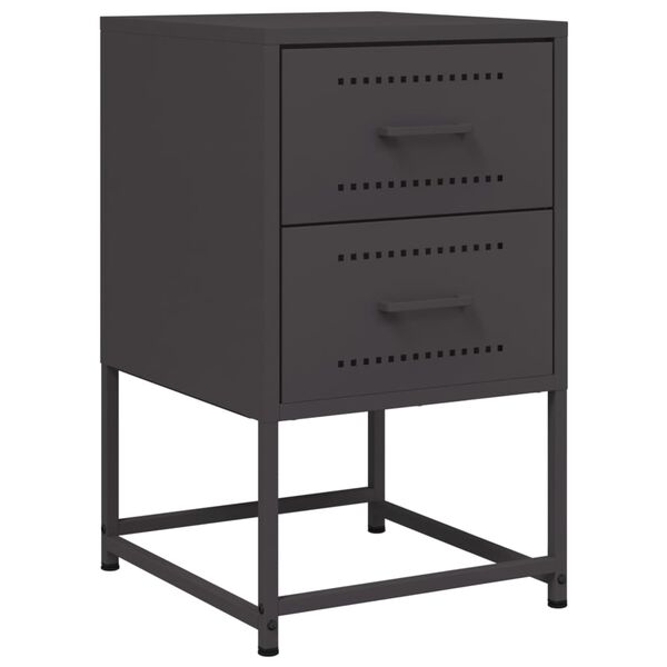 vidaXL Bedside Cabinet Black Steel Medium Bedside Cabinet Rectangular