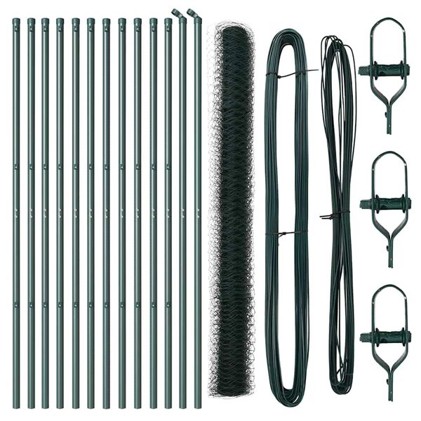 vidaXL Fence Post Green 82.02 x 4.92 ft (1.97 in mesh) Steel