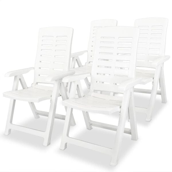 vidaXL Garden Chair Set of 4 White Plastic Medium Foldable