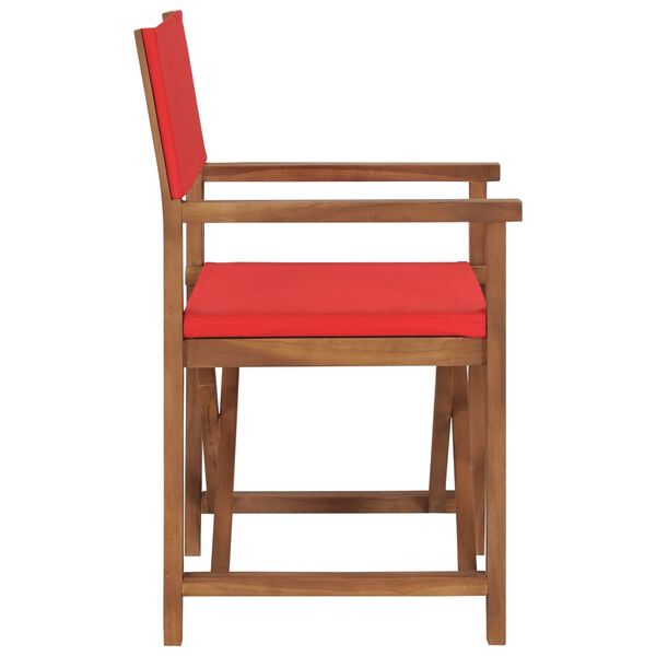 vidaXL Director's Chair Red Teak Wood with fabric Medium Collapsible