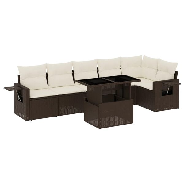 vidaXL Garden Sofa Set Brown and Cream