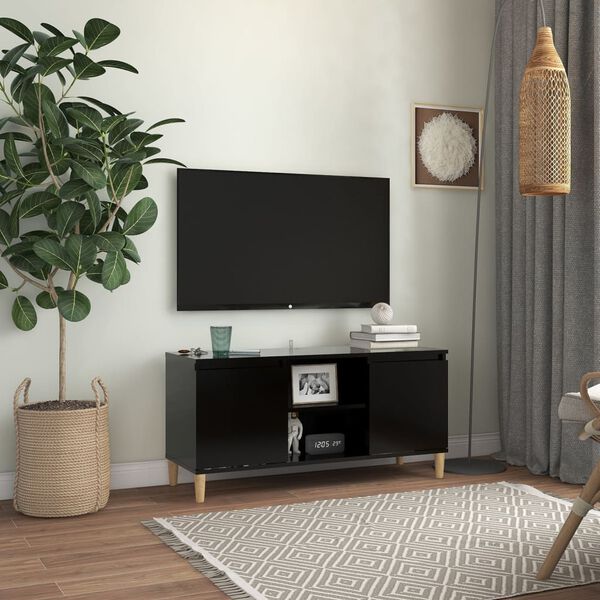 vidaXL TV Cabinet Black Engineered wood Medium TV Cabinet Rectangular