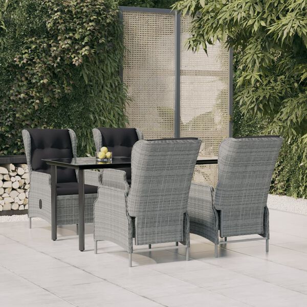 vidaXL Garden Dining Set Light Grey, Black