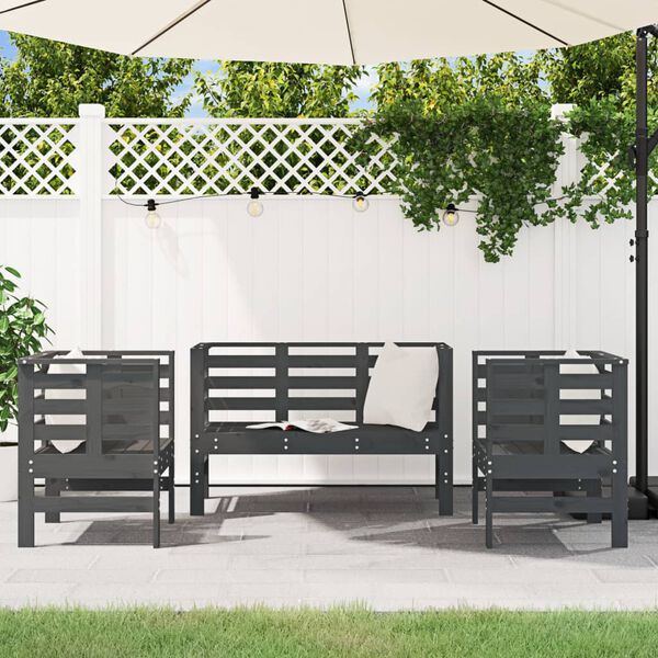 vidaXL Garden Lounge Set Gray Solid Pine Wood Medium Modular