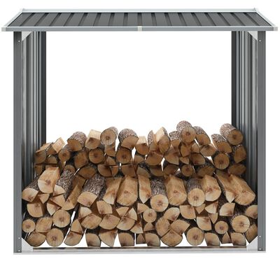 vidaXL Garden Log Storage Shed Galvanized Steel 67.7x35.8x60.6 Gray