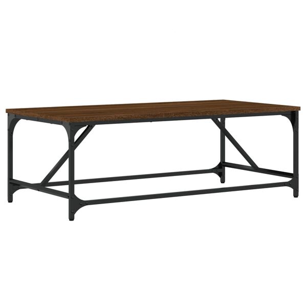 vidaXL Coffee Table Brown Oak Engineered Wood, Metal Standard Modern