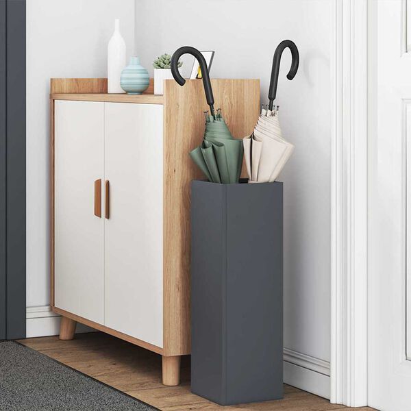 vidaXL Umbrella Stand Anthracite 15.5 x 15.5 x 49 cm Metal